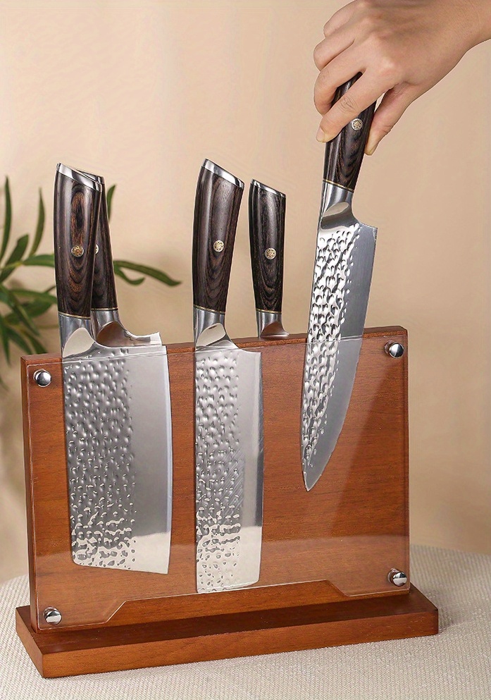 Soporte magnético para cuchillos con escudo acrílico, bloque de cuchillos  de doble cara, soporte de almacenamiento multifunción para exhibición de  cubiertos de cocina