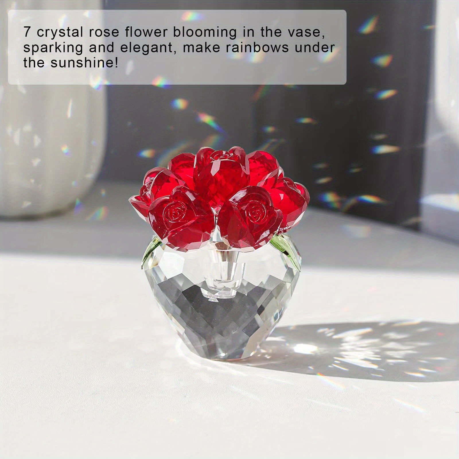 1pc crystal rose statue glass flower home decoration collection romantic crystal gift for women on valentines day and thanksgiving holiday parties gift details 3