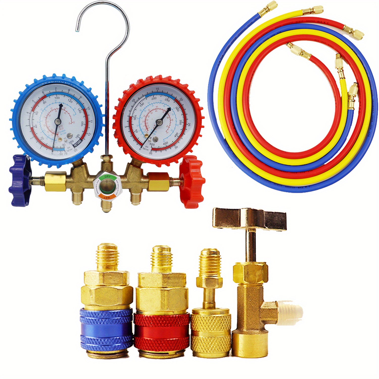 3 Way Ac Manifold Gauge Set Hvac Diagnostic Refrigerant Charging Tool Auto  Household R404a R134a R12 R22 Refrigerant Quick Couplers Valve Core  Accessories Kit, Free Shipping, Free Returns