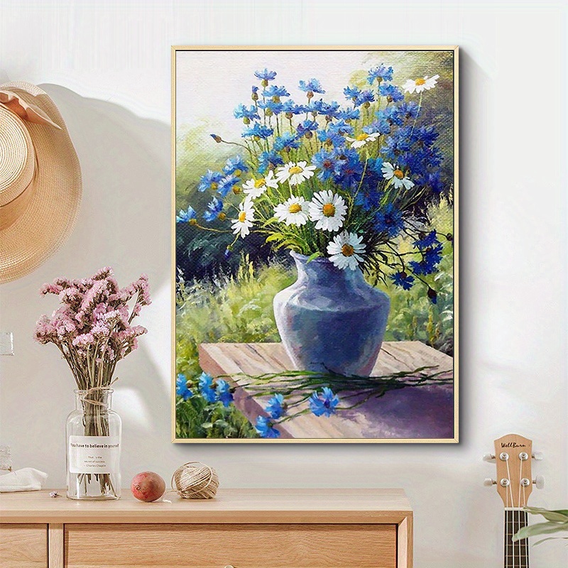 1pc 5d Diy Artificial Full Round Diamonds Painting Set For Adults Beginners  Frameless Flowers Pattern Diamonds Art For Home Wall Decoration And Gift