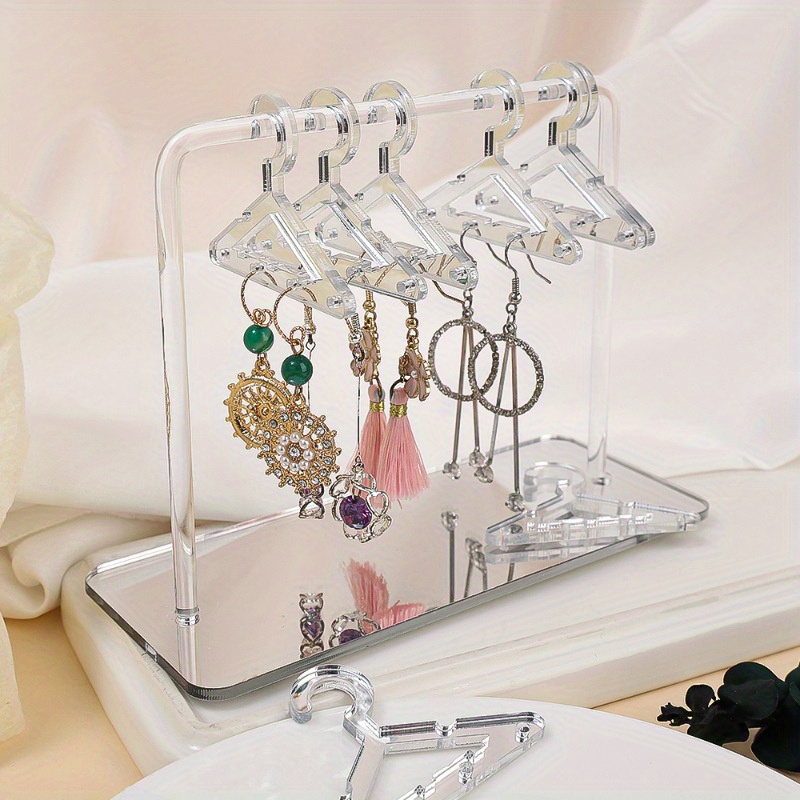 Earrings Rack Holder With Mini Coat Hangers Acrylic Jewelry - Temu