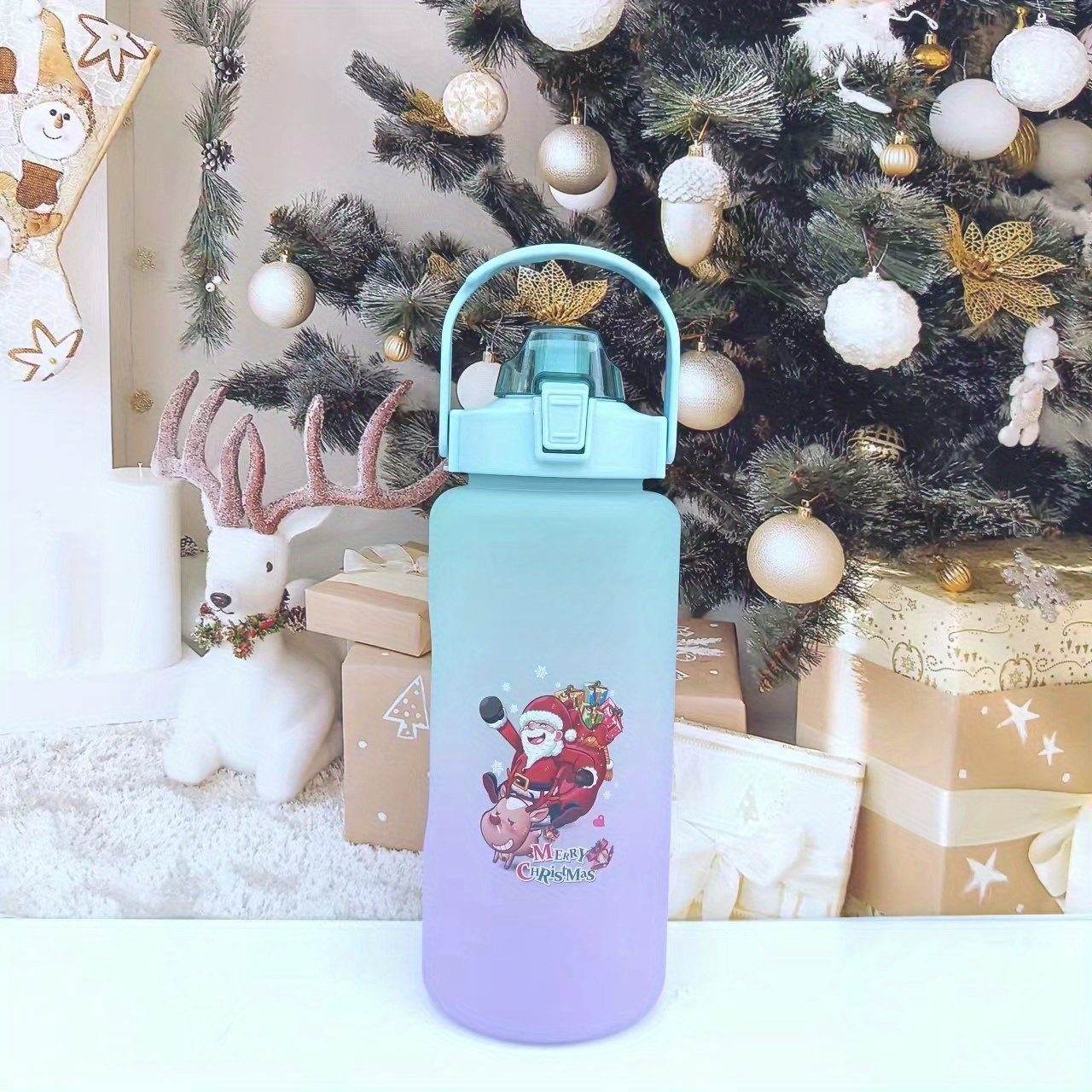 Christmas Sports Water Bottle Cute Xmas Tree Water Cups - Temu