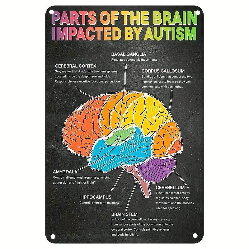 Neglai Parts Brain Impacted Autism Knowledge Metal Signs - Temu