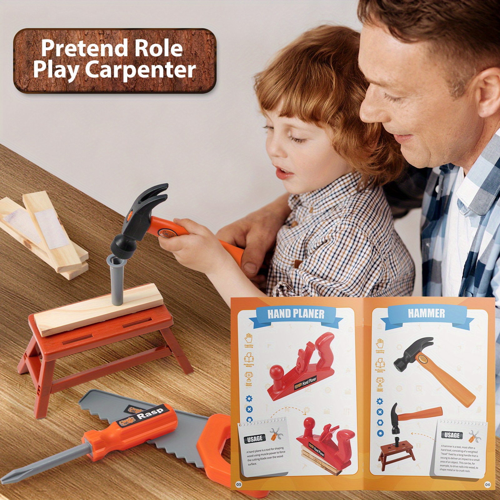 Happy Day - Pretending To Role Play As A Carpenter Simulation Repair Tool  Professional Carpenter Toolbox Set - Temu