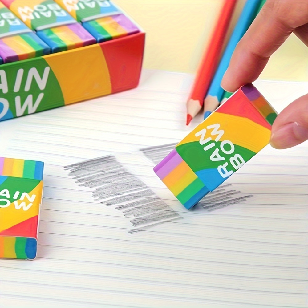 SuperPIG Pack of 30 Rainbow Eraser（2b）Color Eraser for Kids Students  Rainbow Pencil Eraser for School Classroom Office