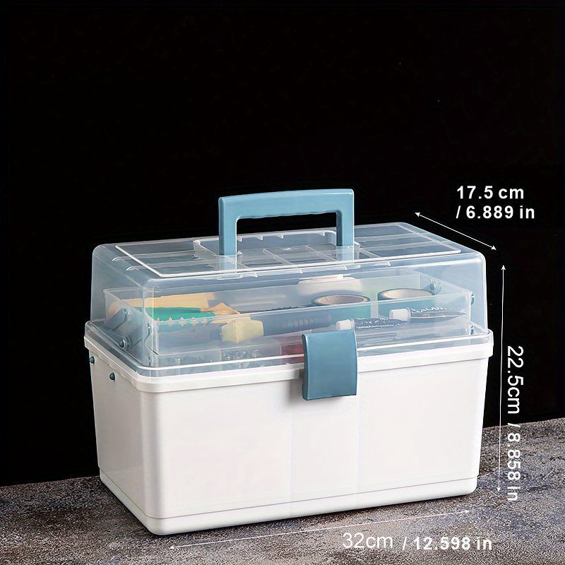 SUMNACON Boîte de rangement empilable à 2 niveaux en plastique réglable  avec poignée de transport, conteneurs transparents pour loisirs créatifs,  jouets, accessoires de couture, bleu : : Cuisine et Maison