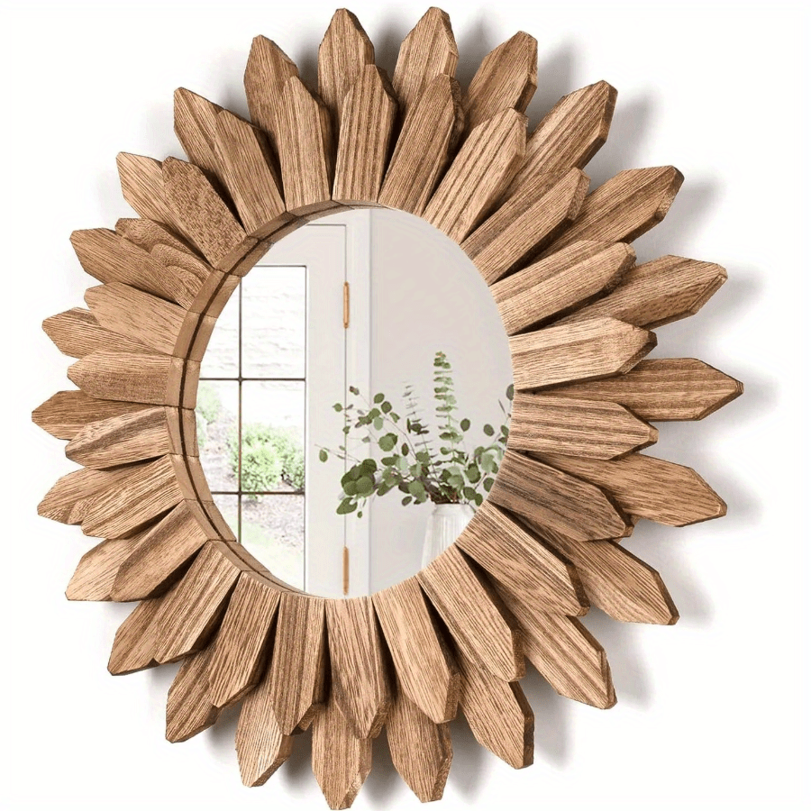 Wall Hanging Mirror Boho Floral Shaped Mirror Tassel - Temu