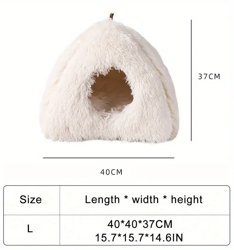long plush cozy cat cave bed soft polyester pet house with non slip bottom removable washable pads arched entrance for cute hideout for kittens cats pet relaxation space cute cat cave fluffy texture cat bed Product details 7