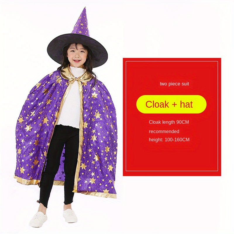 Costumes d'Halloween de Sorcière pour Enfants, Cape de Magicien