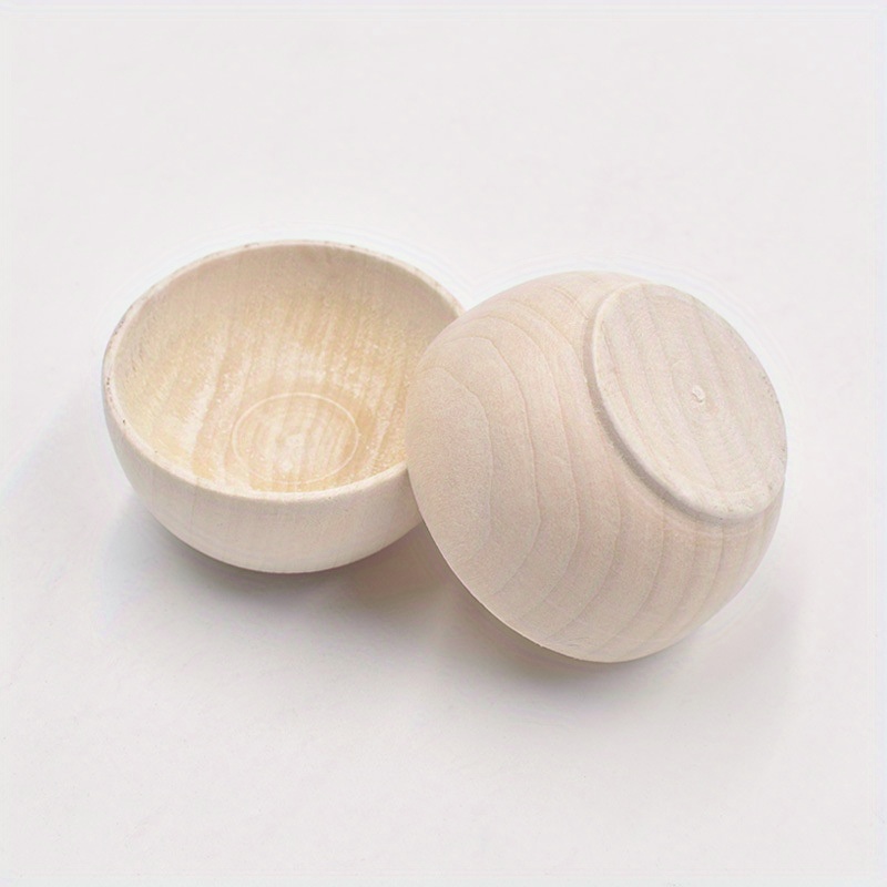 5pcs natural wooden bowls 30x57mm diy crafts home decor accents   paintable toys details 1