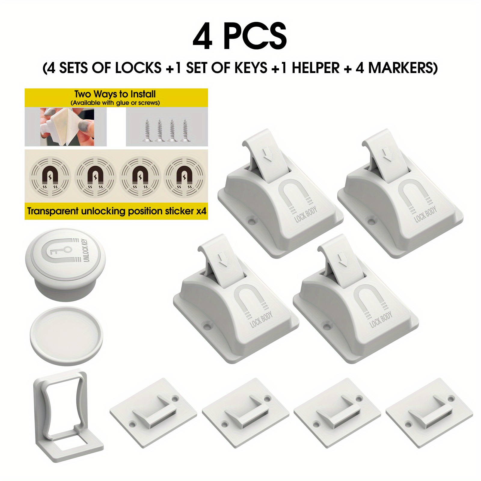 KidCo Magnet Lock Set (4pk w/key), KidCo Cabinet/Drawer Magnet Locks