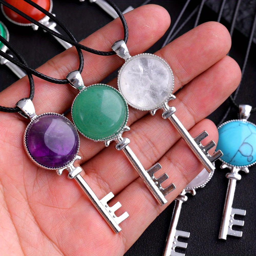 Synthetic Gemstone Water Key Pendant Necklace Meaning Temu