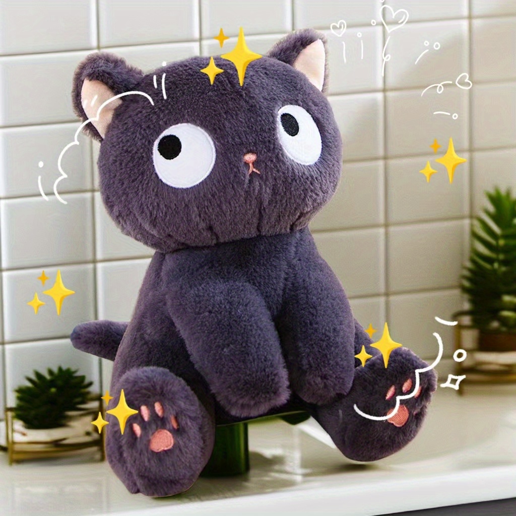 Peluche Gatto Nero Morbido Cuscino Peluche Gatto Nero Gatto - Temu Italy