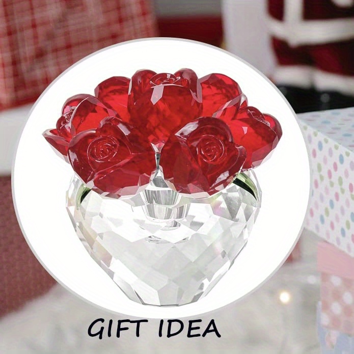 1pc crystal rose statue glass flower home decoration collection romantic crystal gift for women on valentines day and thanksgiving holiday parties gift details 4