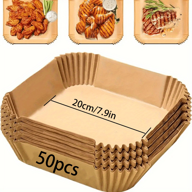 50/100 PCS Air Fryer Baking Paper Trays Disposable Airfryer Paper Liner  Round/Square 16cm Oil-proof Air Fryer Molds Kitchen Tool - AliExpress