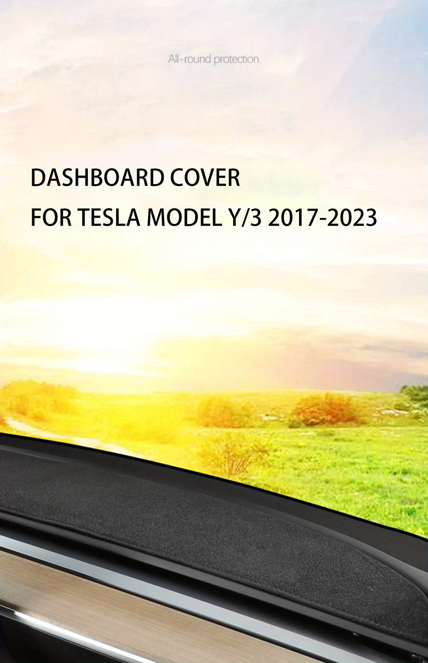 MASHA Dashboard Cover for Tesla Model 3/Y, Flannel Dashboard Pad Dash Mat  Compatible with Tesla Model Y Model 3 2017-2021 2022 2023 Dashboard