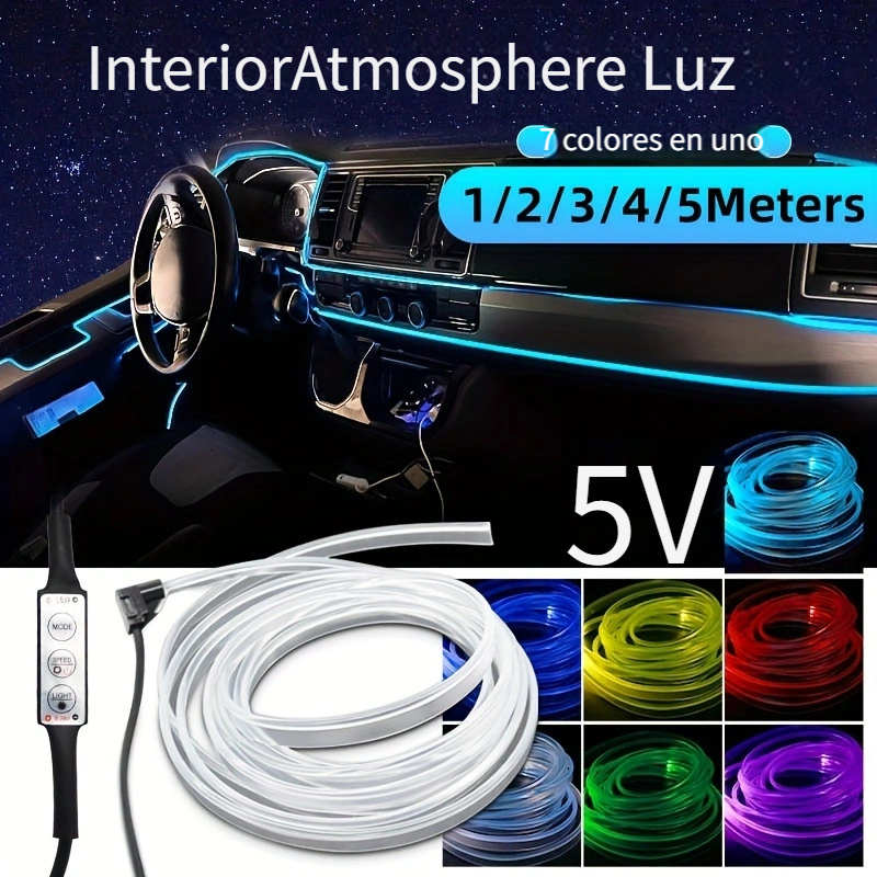 1 pza Luces atmosféricas * hielo * USB para coche, luces LED para carro,  luces interiores, USB, banda de neón