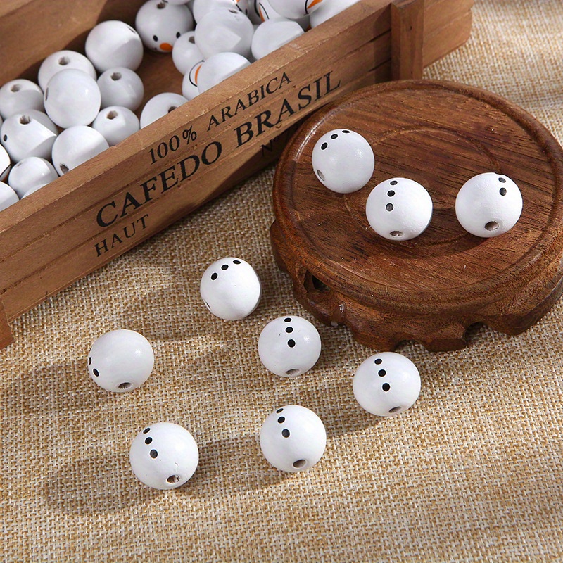 BGHK 50 Pcs Snowflake Wooden Beads Snowflakes Wood Beads Natural Rustic  Farmhouse Round Spacer Beads Loose Beads for DIY Crafts Winter Christmas