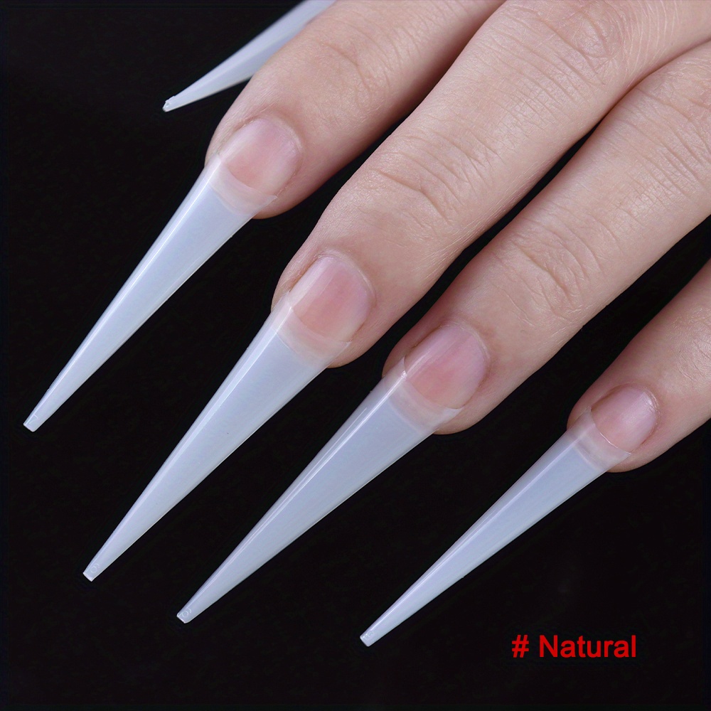 240pcs Per Box Of Long Pointed Transparent French Half-cover Nail Tips, Thin Extension Fake Nails
