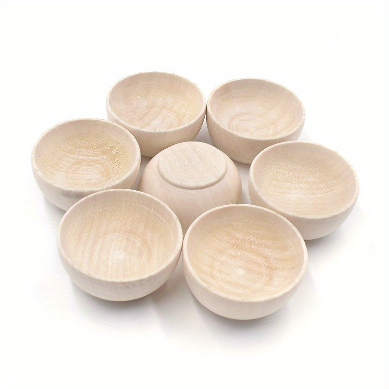 5pcs natural wooden bowls 30x57mm diy crafts home decor accents   paintable toys details 0