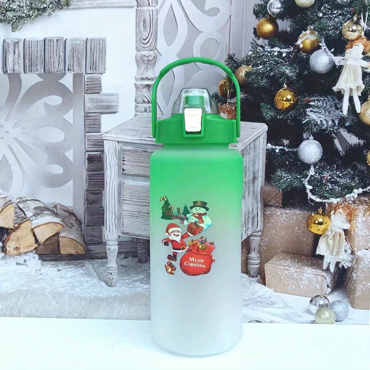 Christmas Sports Water Bottle Cute Xmas Tree Water Cups - Temu