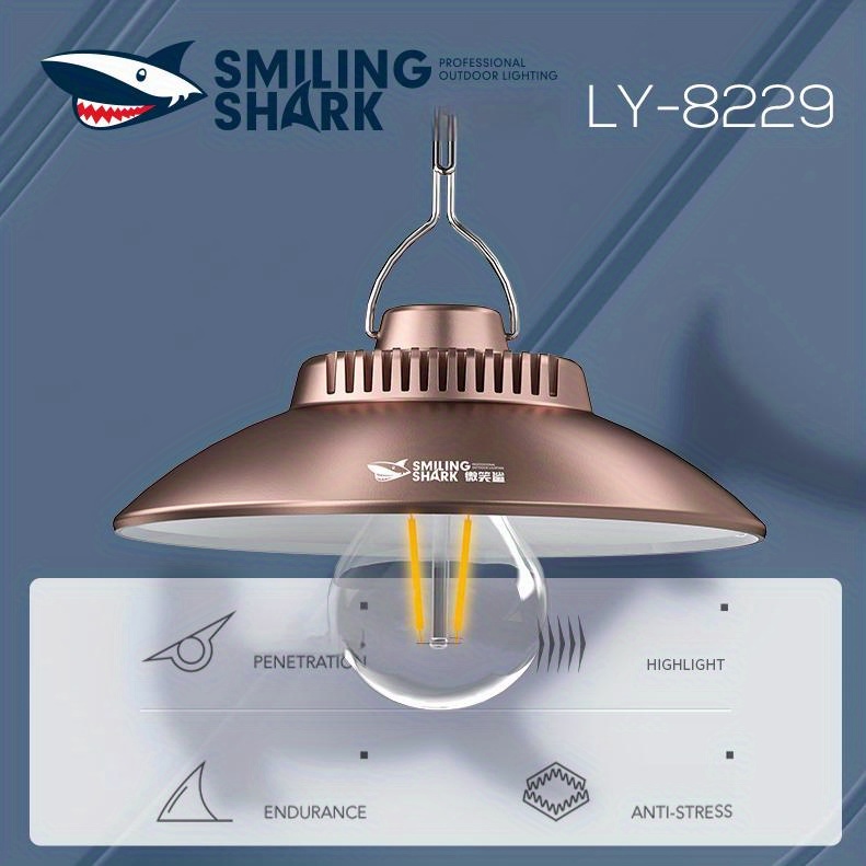 Smiling Shark Rechargeable Hanging Camping Lamp: - Temu