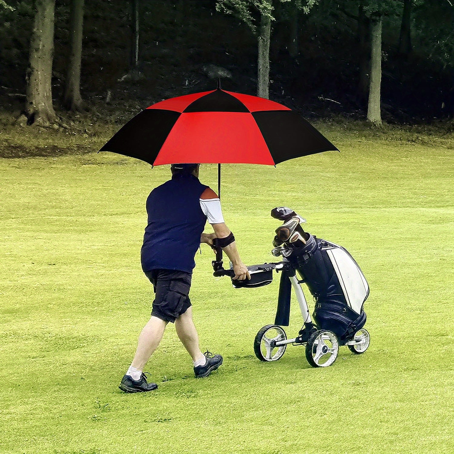 Grand parapluie de golf solide vert