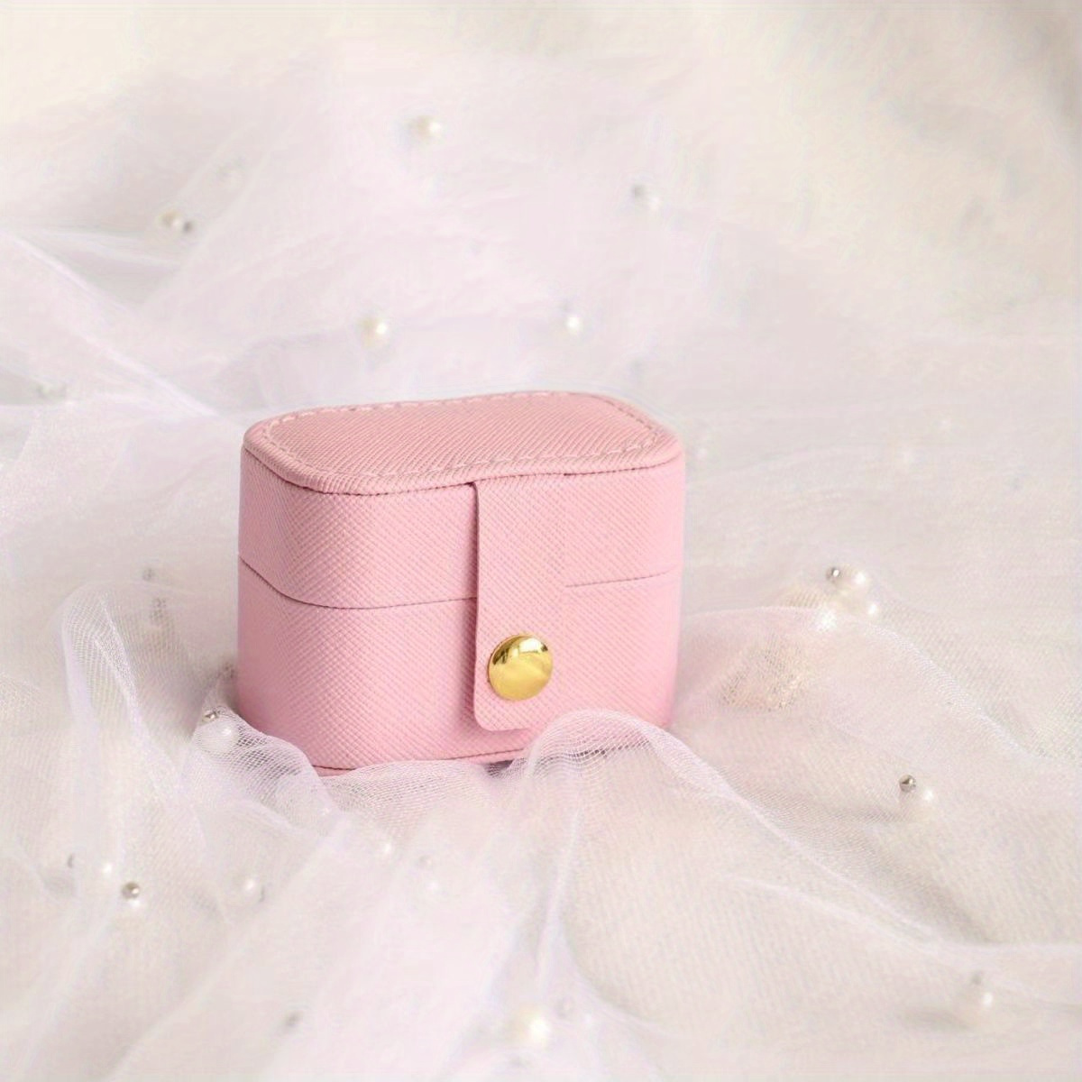 Mini Pink Ring Storage Box With Grids