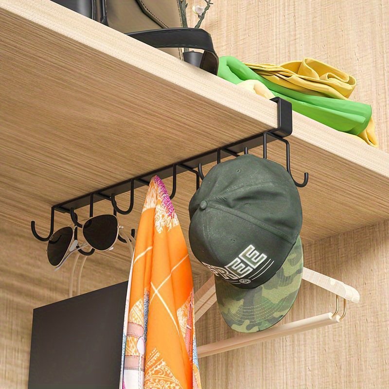 1pc Kitchen Cup Storage Rack With 12 Hooks, Under Cabinet Hanging Cup  Holder For Glass, Headphone, Towels, Household Storage Organizer For  Kitchen, Be