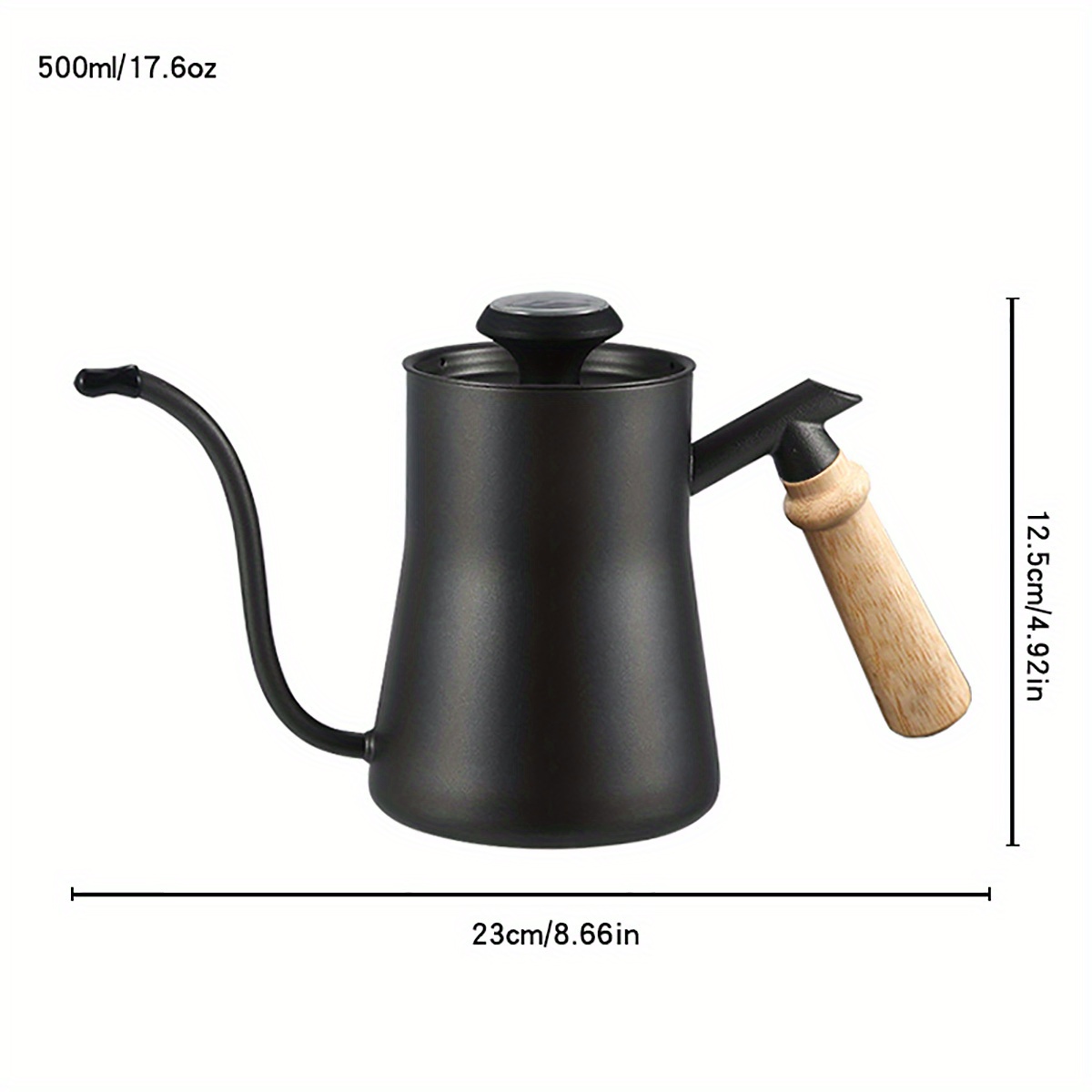 Stainless Steel Long Spout Swan Neck Kettle Wooden Handle Drip Coffee Tools  Cafe