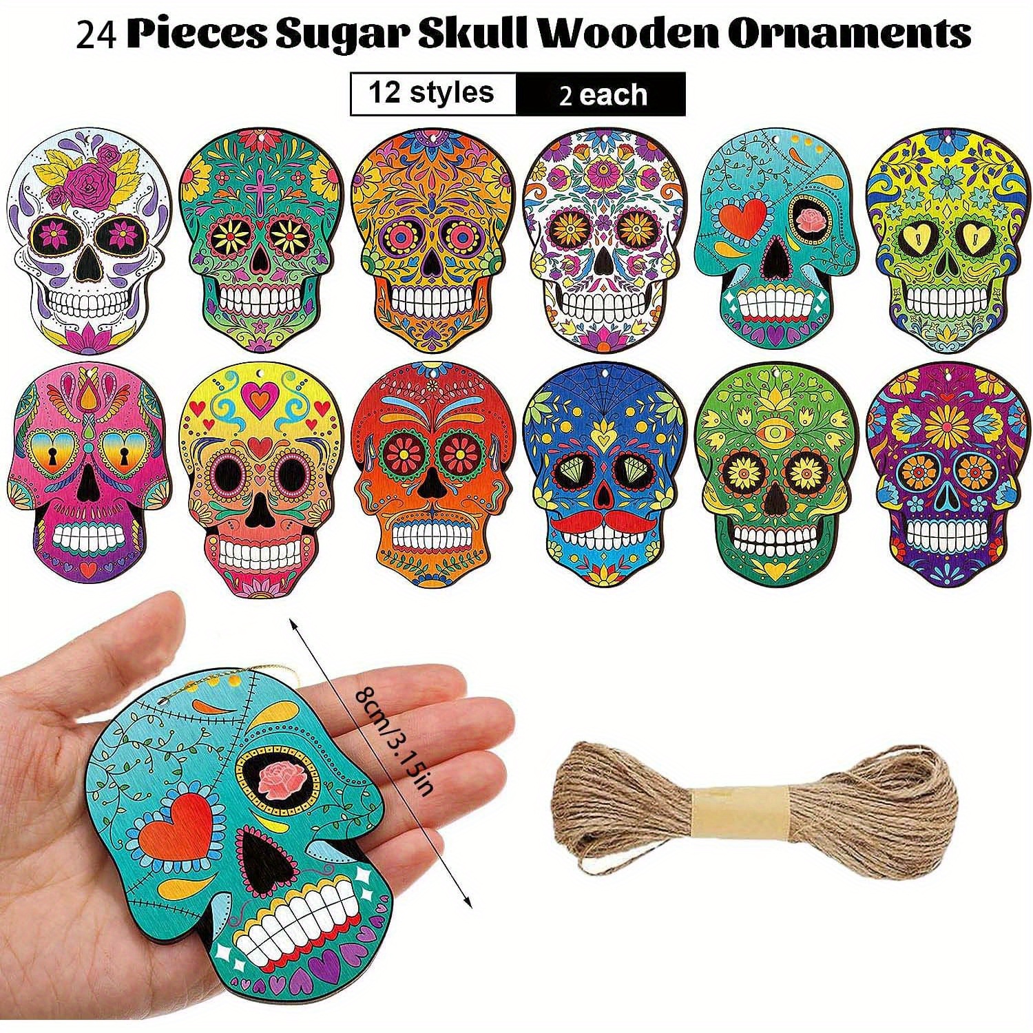 24 Piezas Adornos Madera Tema Calavera Adornos Calavera - Temu Mexico