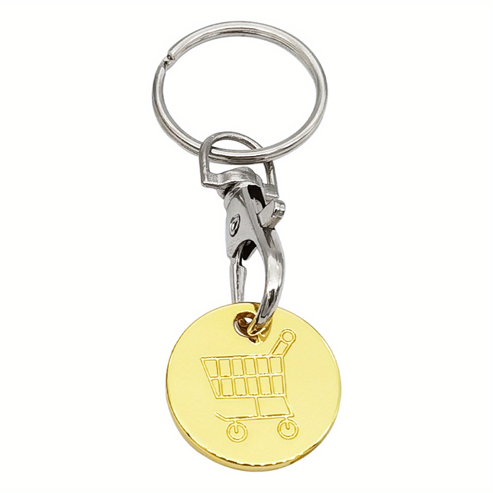 1pc Men's Fashionable Shopping Cart Shaped Lobster Clasp Keychain With  Anti-lost Circular Tag For Supermarket Trolley