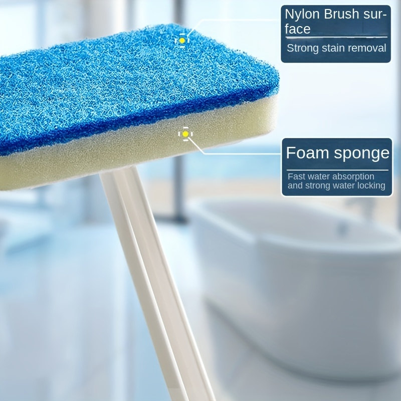  EMPPGS Sponge Wipe with Handle, 2 in 1 Brush Bathroom Wall  Cleaning Brush, Bathtub Sponge Brush, Floor Tile Brush, Kitchen  Brush,Bathtub Scrubber : Health & Household