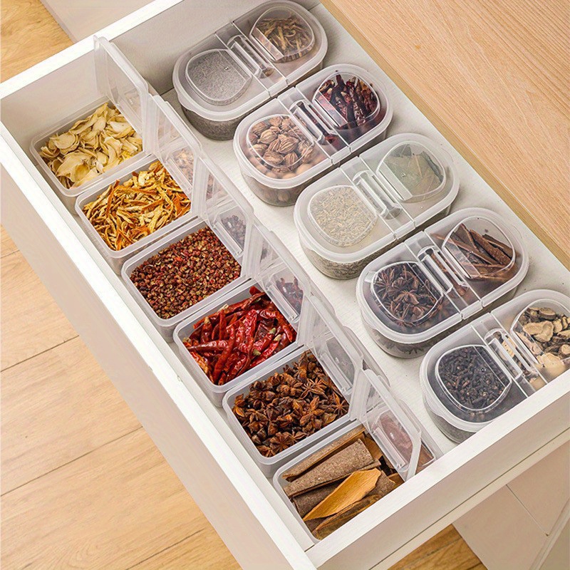 Spice Storage Box Sealed Lid 4/8 Compartments Handle Dried Fruits Seasoning  Condiment Divider Organizer Container Kitchen Tools - AliExpress