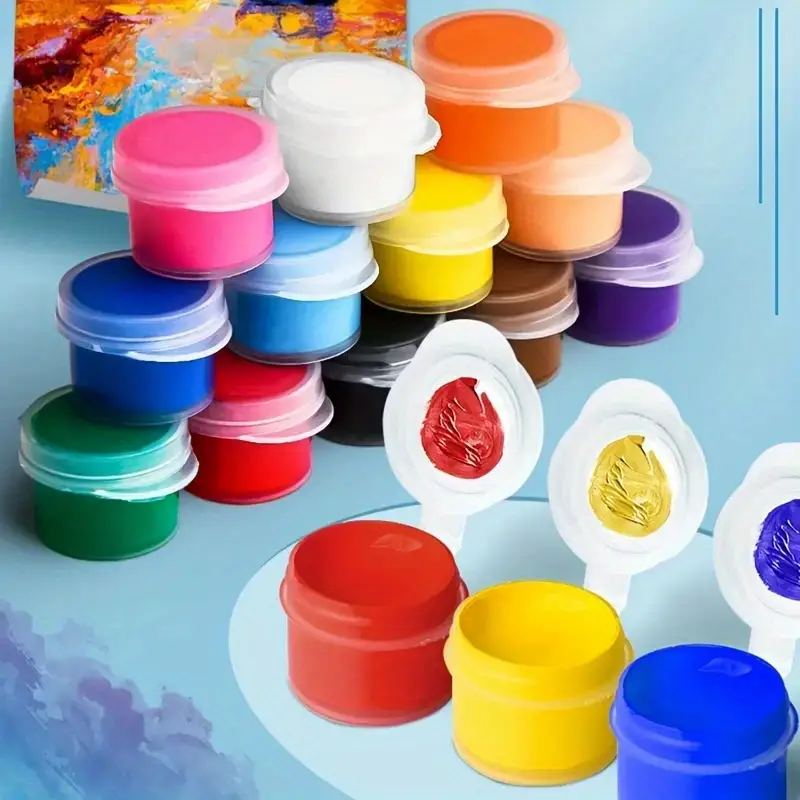 12 Colors Acrylic Paint Set With 2 Painting Brushes - Temu