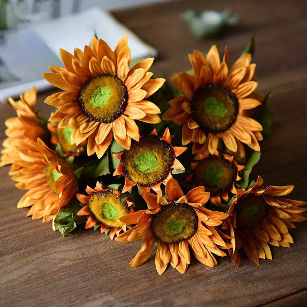 Vintage Artificial Sunflower Bouquet Fake Silk Sunflower - Temu