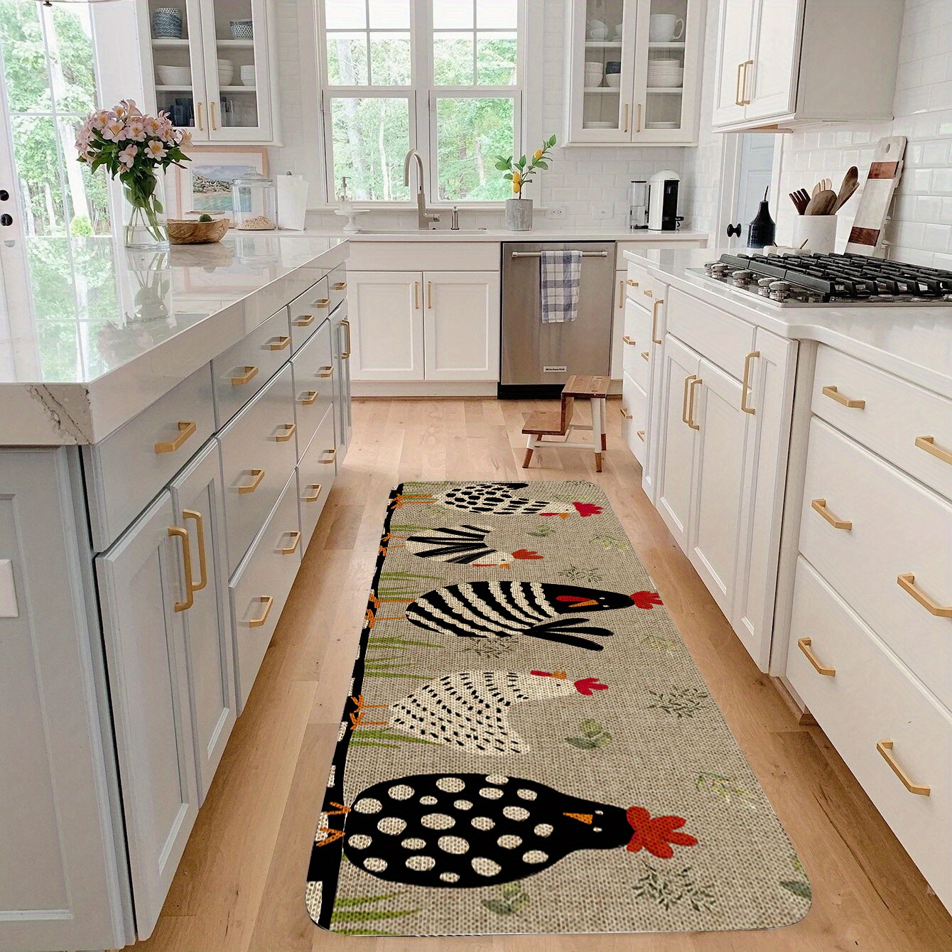  Kitchen Mat 2 Pieces, Bee Wreath Vintage Honeycomb Background Kitchen  Rugs and Mats Non Slip Runner Rug Washable Floor Mats for Kitchen Home 18  x 30 + 18 x 60 