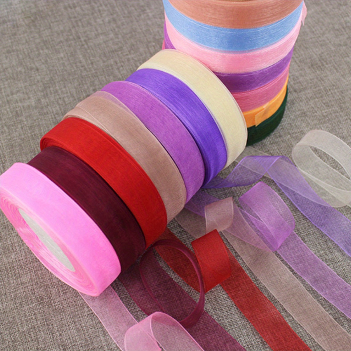 1.5 Inch Ribbon Satin Edge Organza, Assorted Colors