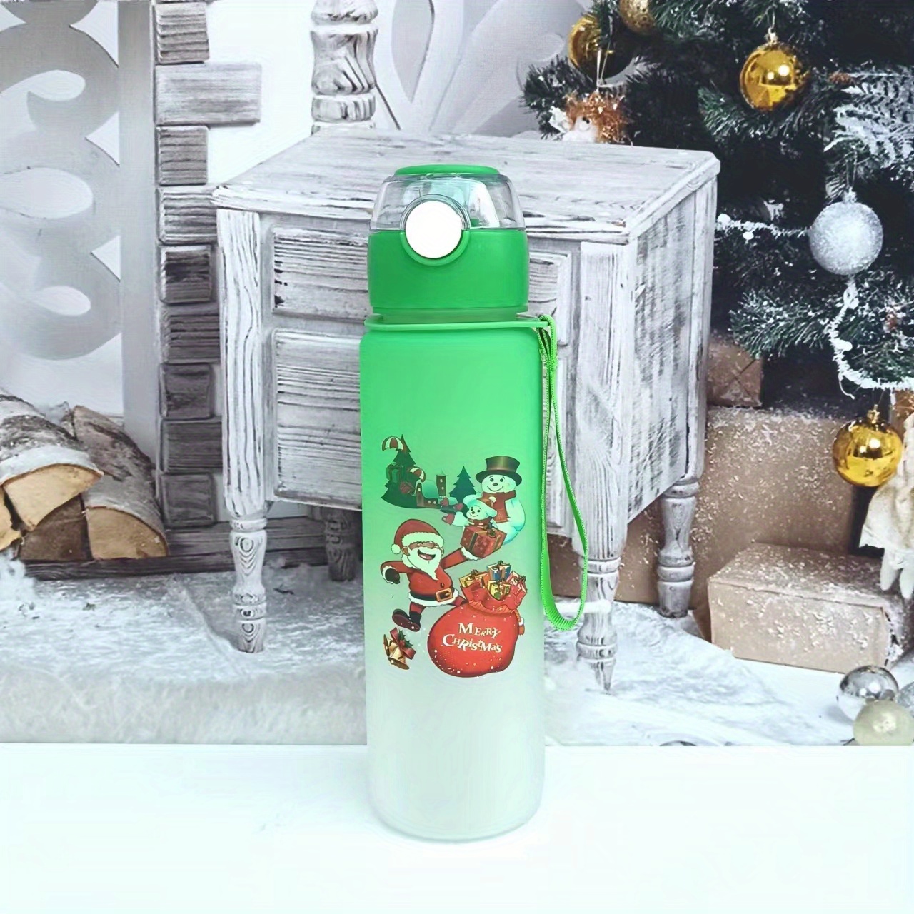 Christmas Sports Water Bottle Cute Xmas Tree Water Cups - Temu