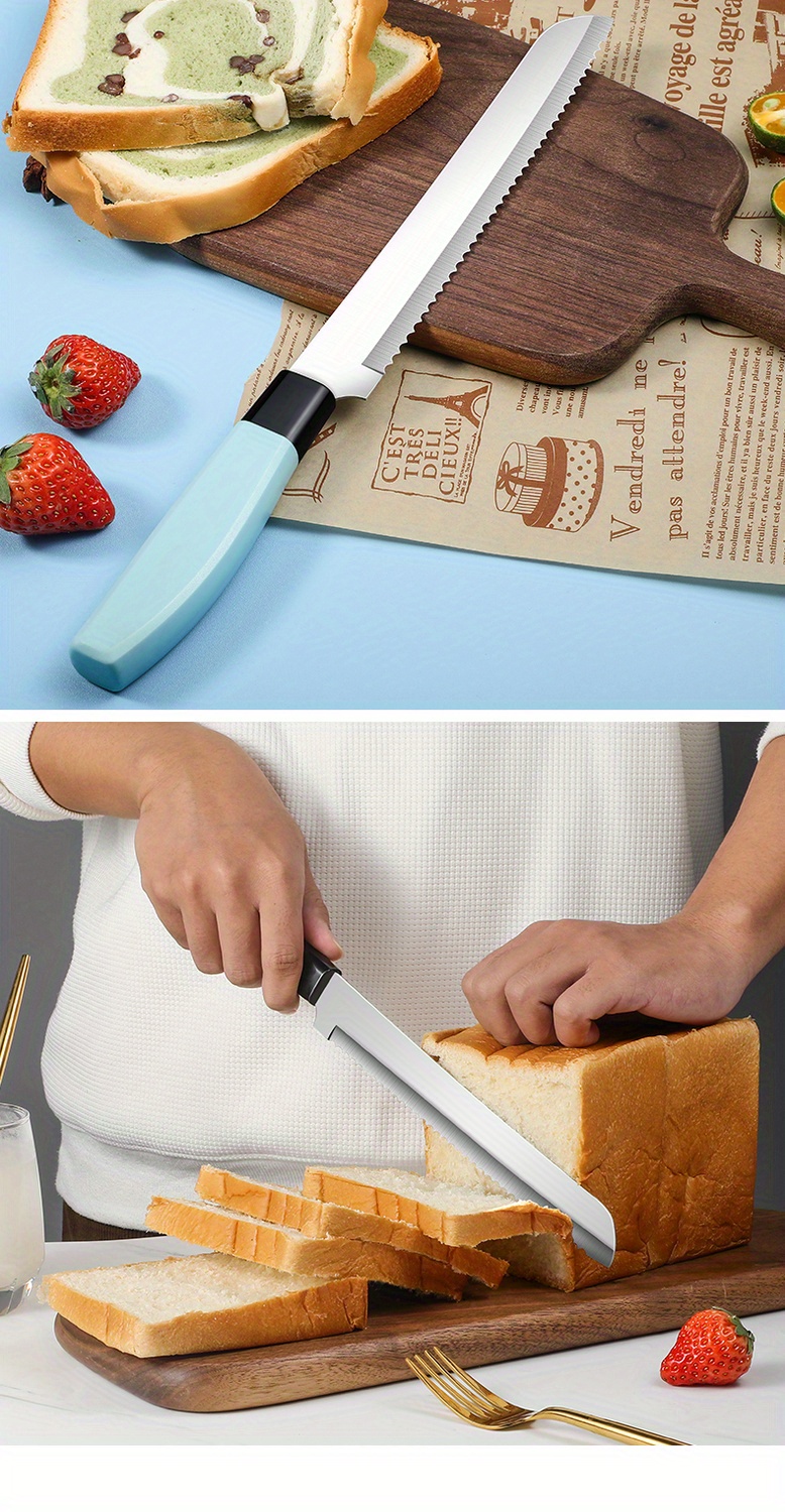 1pc stainless steel sawtooth bread knife commercial baking knife cutting toast cake special knife household cutting sandwich knife details 12