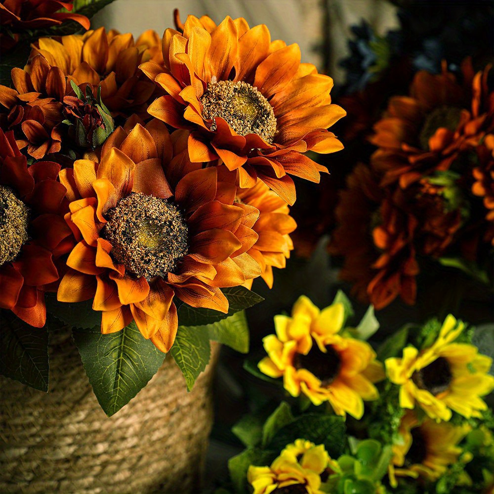 Sunflowers Artificial Flowers Bouquet With Stem 7 Branches - Temu