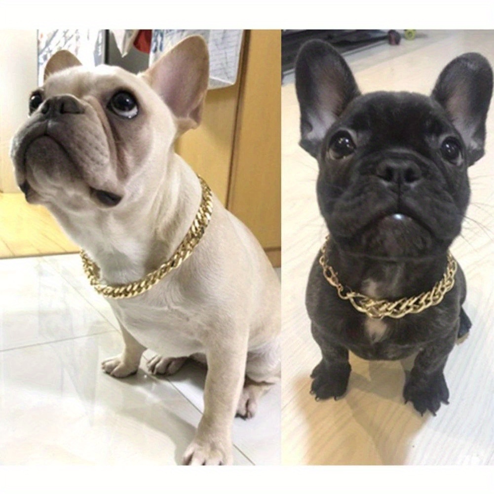 Gold Plastic Plated Collars for Dogs Electroplated Dog Chain for
