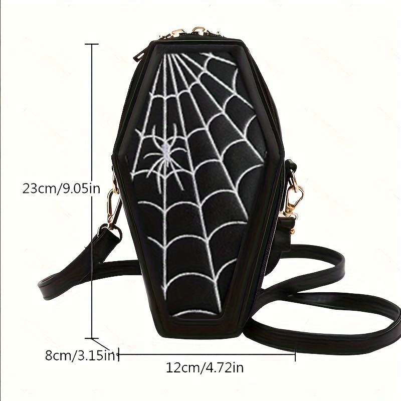 Gothic Coffin Shaped Bag, Halloween Spider Web Crossbody Bag, Mini Vintage  Dark Shoulder Purses