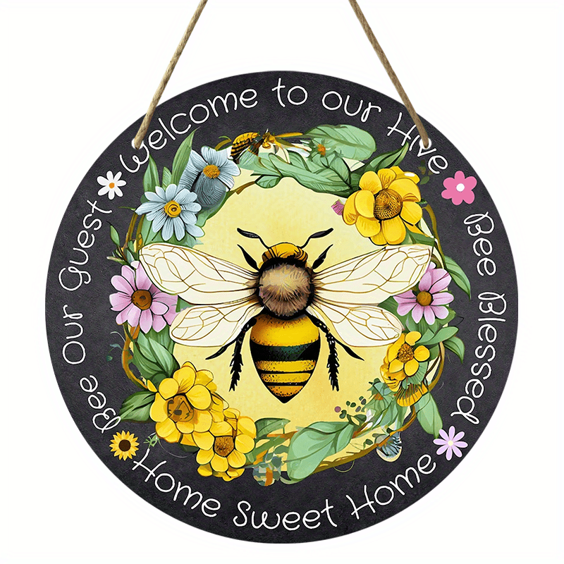 Bee Round Sign Wreath Bee Our Guest Sign Bee Decor Summer Sign Bee