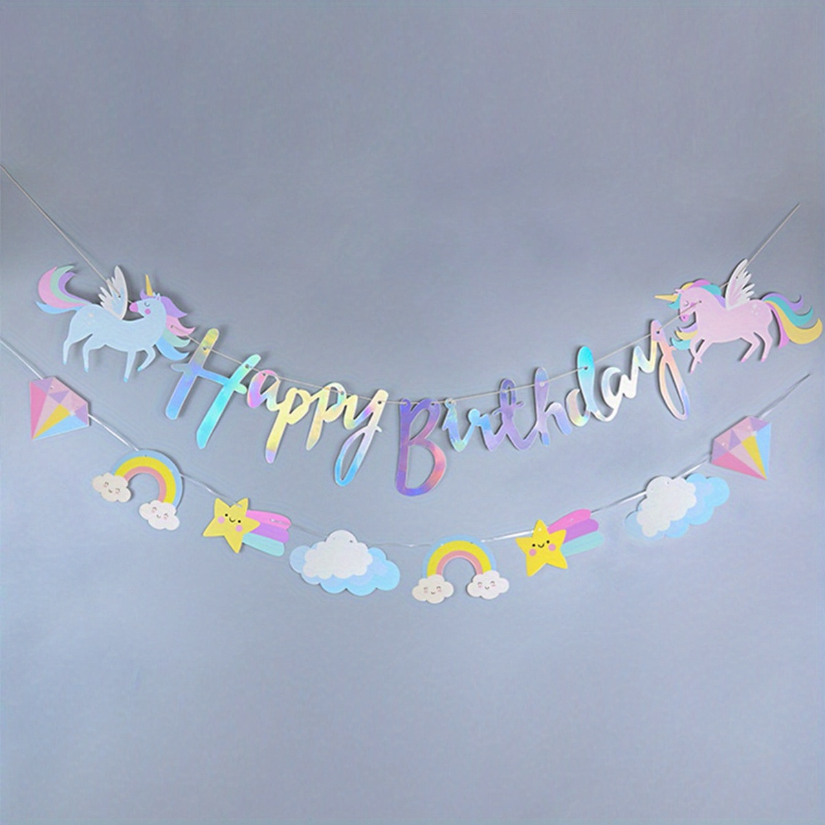  Unicorn Happy Birthday Banner Backdrop - Unicorn