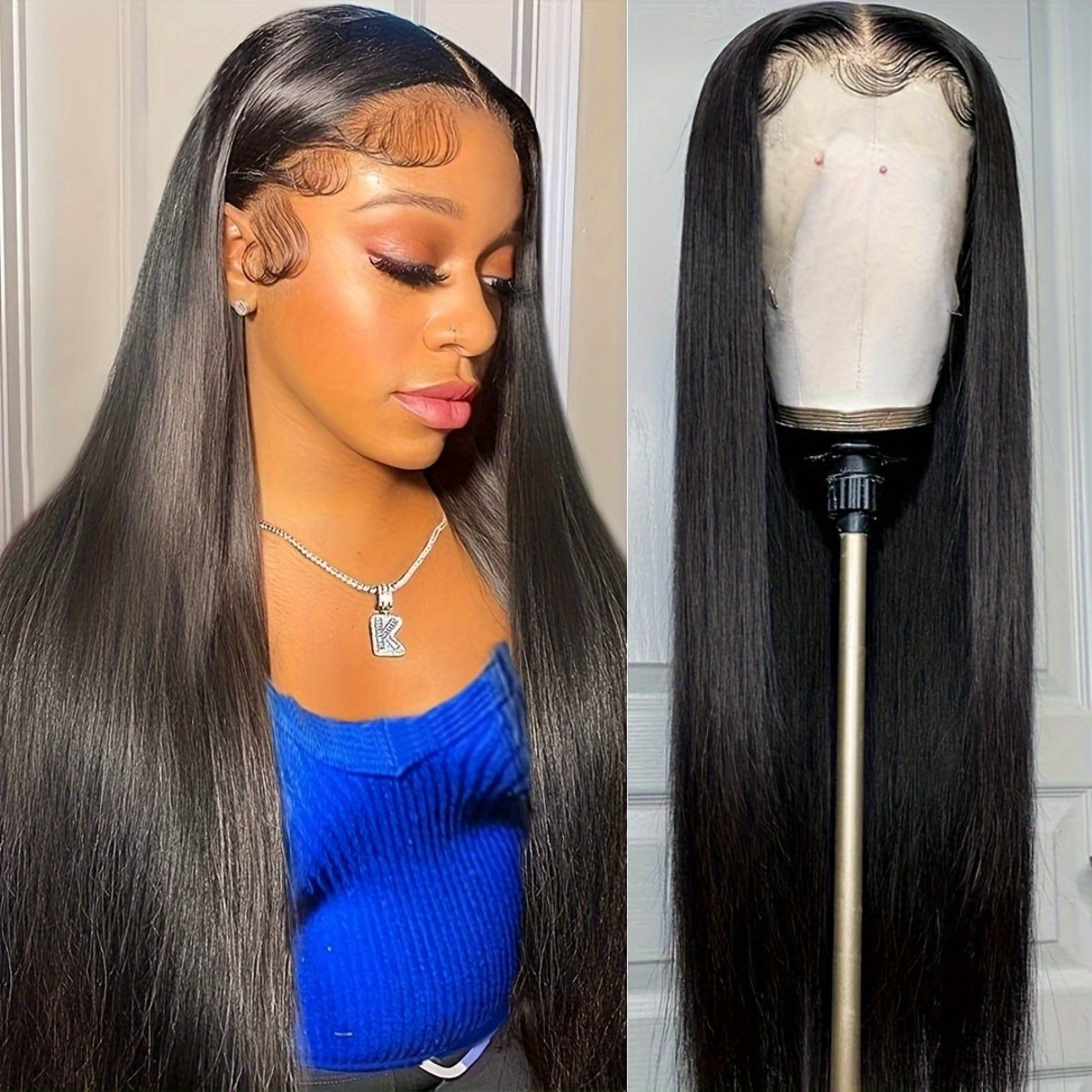 30 34 Inch 13x4 Straight HD Lace Front Wig Human Hair Pre Plucked