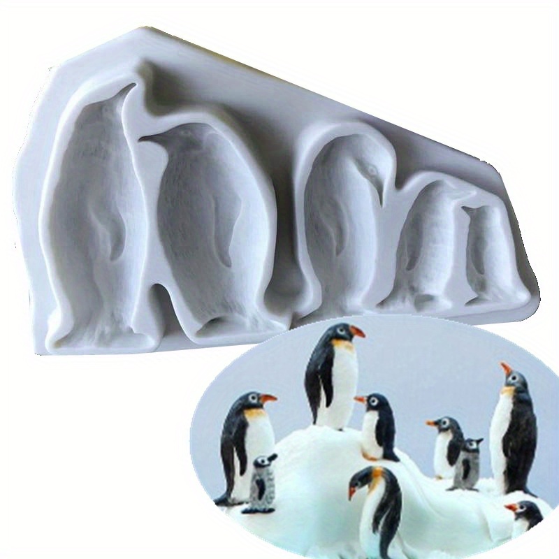 1pc Cute Penguin Shaped Silicone Ice Cube Tray With 4 Cavities