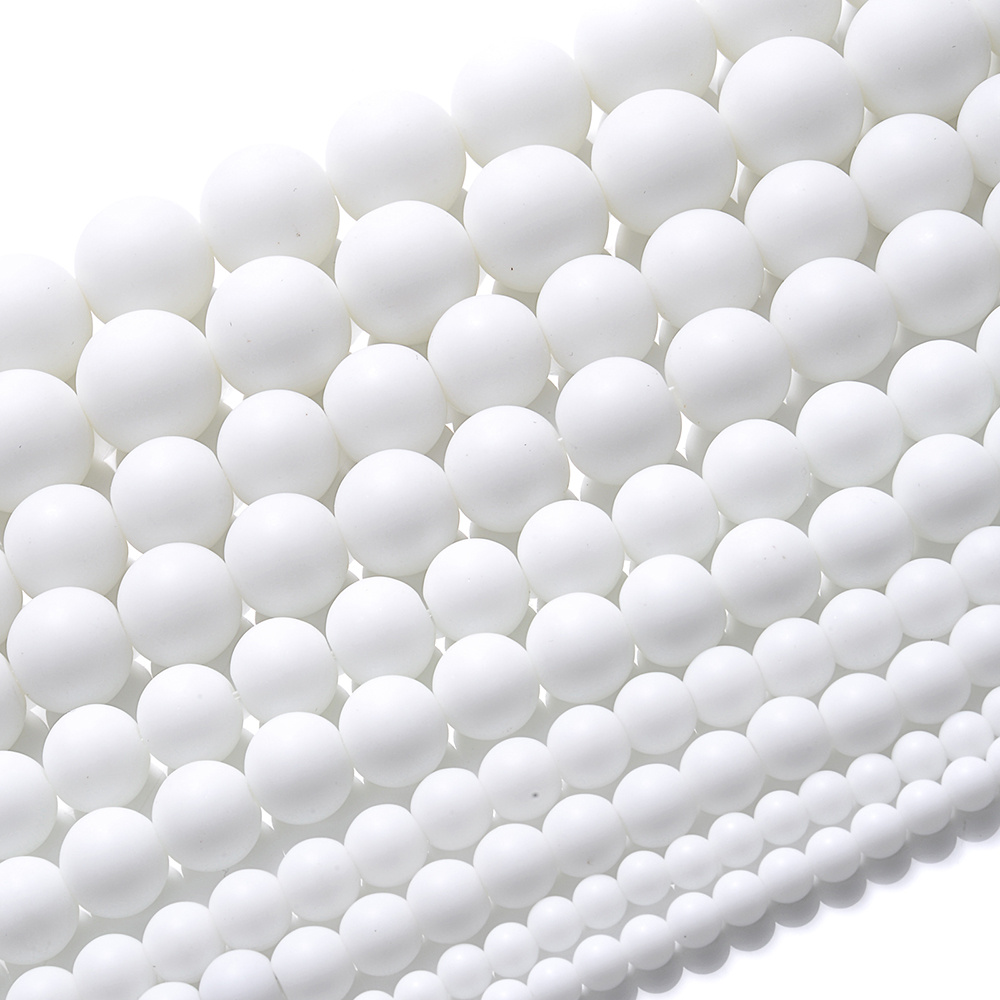 White Stone Beads Round Matte Loose Spacer Beads For Jewelry Making Diy Bracelet Necklace Accessories 4/6/8/10/12mm