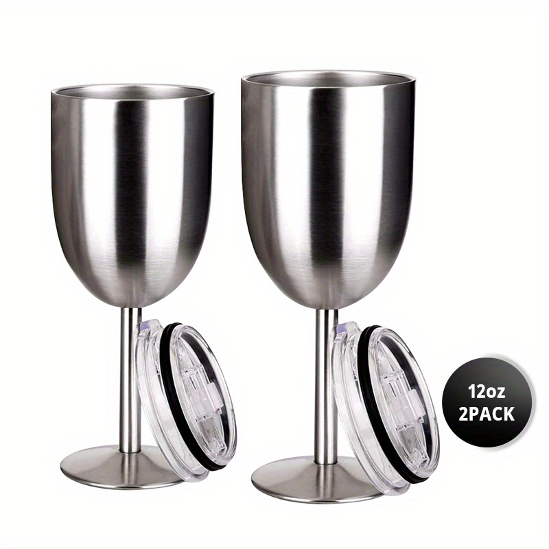 2pcs Stainless Steel Wine Glasses Single-walled Insulated Unbreakable Goblets  Metal Stemmed Wine Tumblers For Whiskey Boating - Wine Glass - AliExpress