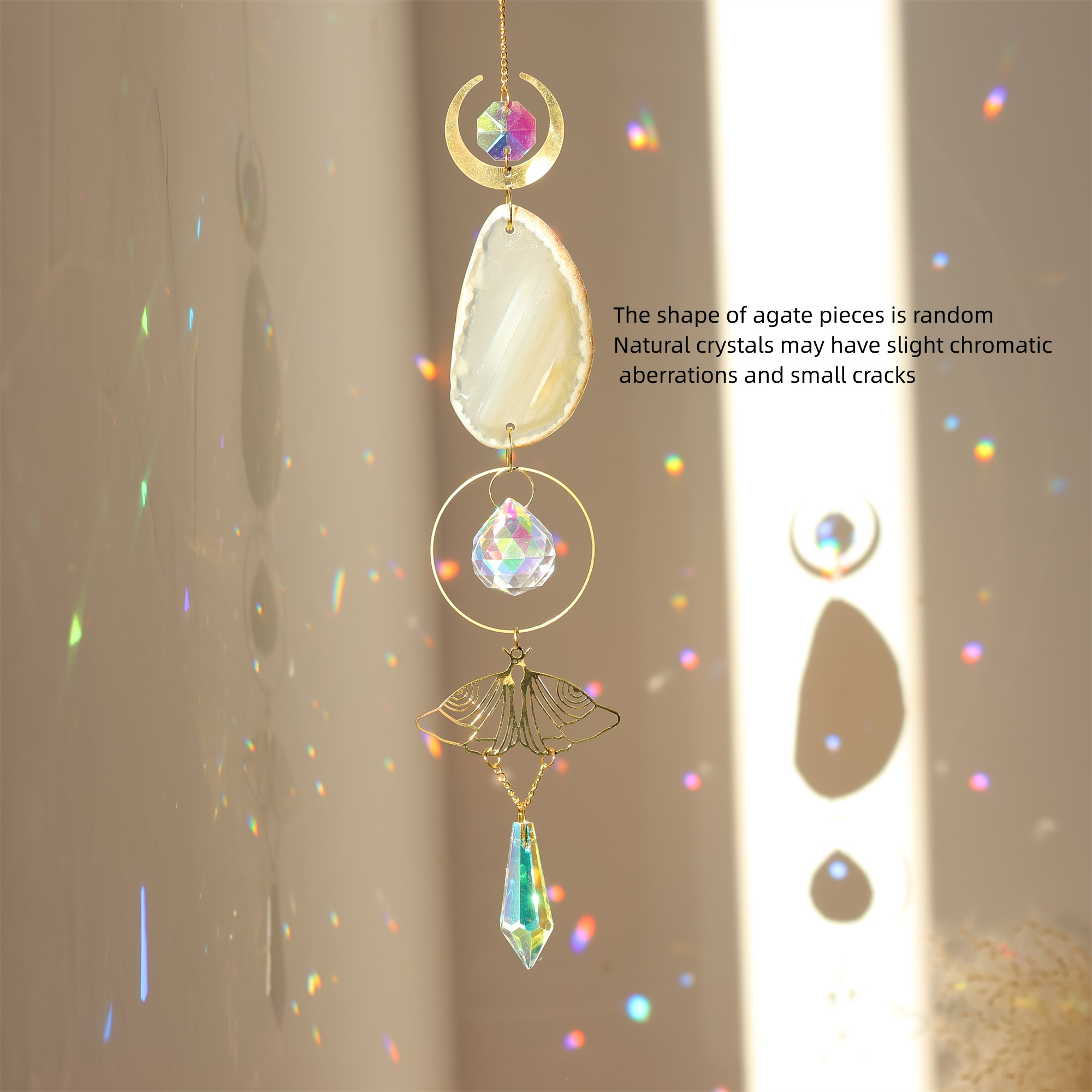 Sun Catchers Décor Fenêtre Cristaux Suspendus Suncatcher avec Pendentif  Lune ou Soleil Boule de Prisme Arc-en-Ciel Maker Ornements pour la Maison  Jardin Fête de No?l Décorations de Mariage et Cadeau : 